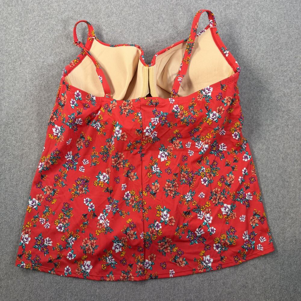 Swimsuits For All Red Floral Underwire Tankini Top Size 42DD Built-In Bra Swim - Picture 9 of 10